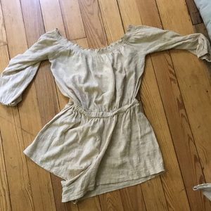 Tan linen romper